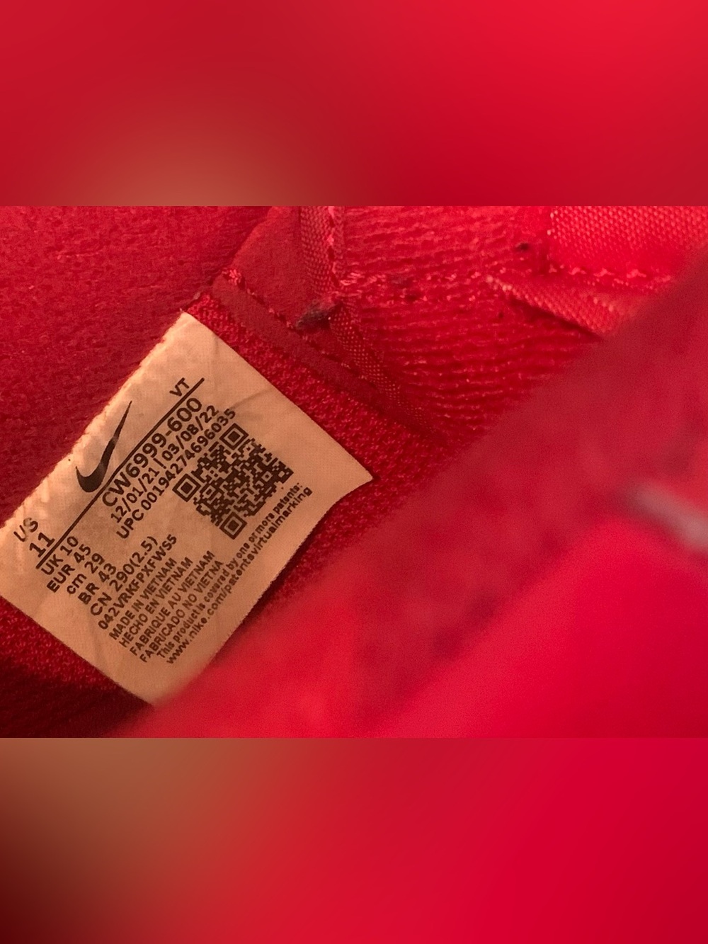 Nike Air Force 1 Men's Red Leather Low-Top Sneakers - Picture 4 of 9